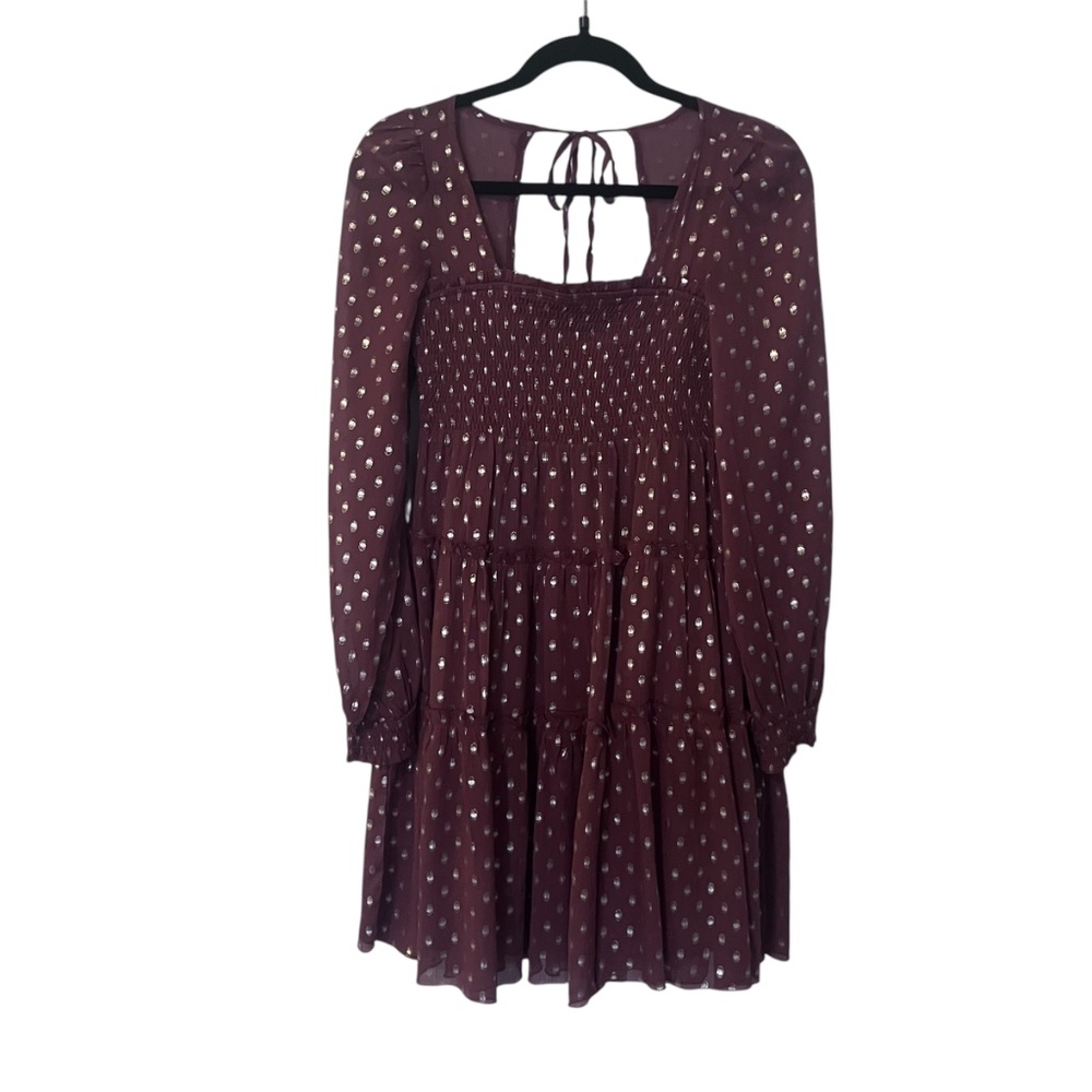 Listicle Women's Brown and Gold Smocked Dress Size S